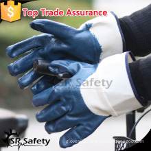 SRSAFETY oil and gas glove/Smooth nitrile safety glove/Nitrile coated hand work gloves